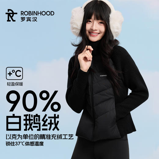 罗宾汉 【云感系列】 明星同款 男女款针织拼接 云栖轻薄鹅绒服 商品图3