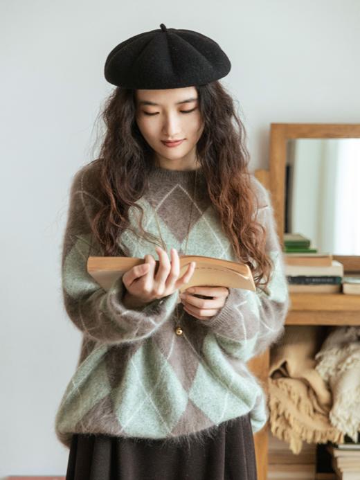 【prime】知识分子18支纯羊毛菱格纹拉毛毛衫FCF3WST137 商品图13