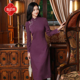逸红颜郁馨2025冬款高端修身日常旗袍改良旗袍针织呢