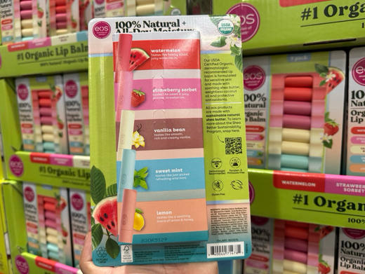 220元/组！🇺🇸，一版🈶香草➕草莓➕西瓜➕甜薄➕柠檬！。EOS果味天然保湿润唇膏9只装！新包装哦📣敲黑板🤣说重点👉唇膏是有机滴 商品图1