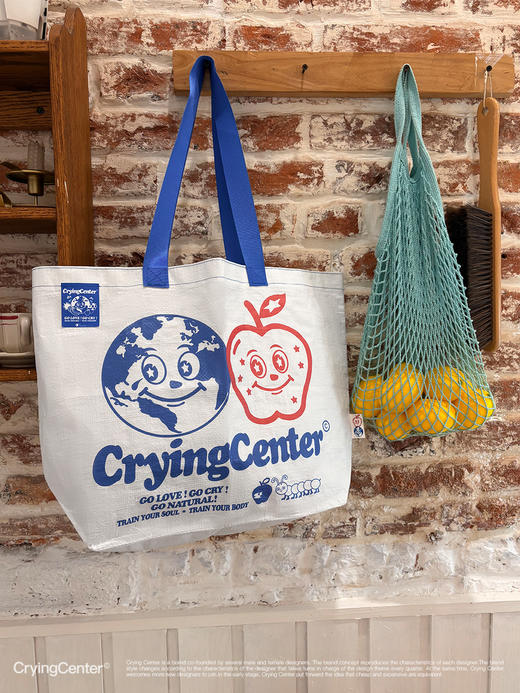CryingCenter 地球派对单肩手提大容量购物袋环保编织袋 哭喊中心 商品图6