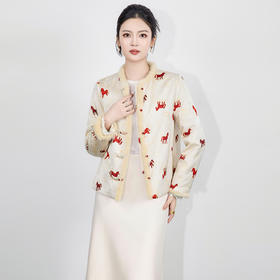 「高货wl」全新升级【铂金会员441/天猫599/差价158】(02410)洛诗琳新中式双面穿提花缎外套2025冬季毛绒滚边夹棉外套