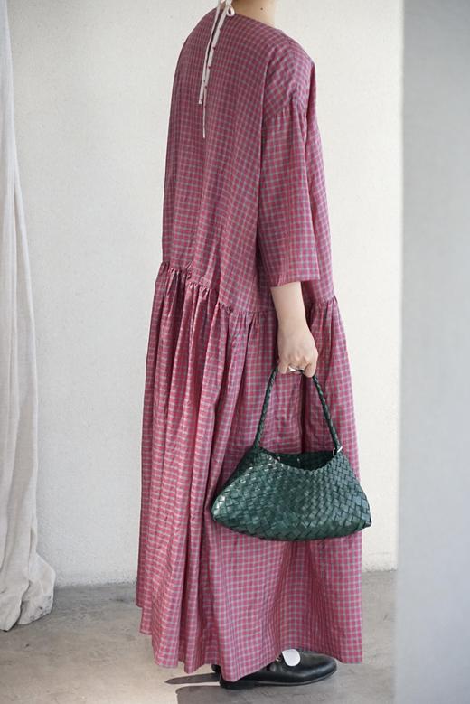 apuntob 格纹真丝连衣裙(覆盆子红格/青柠黄格) 商品图0