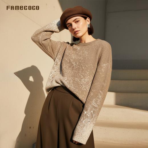 Famecoco范可儿时尚渐变套头毛衫高级山羊绒宽松打底衫FAD8DB124 商品图2