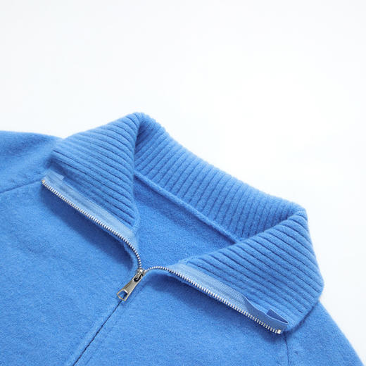 【限时秒杀】西遇宽松针织开衫外套女秋季新款韩版双拉链蓝色高领毛衣V0055468/SS051607 商品图5