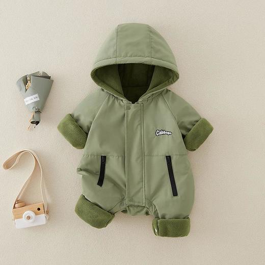 2025冬装婴幼儿连体衣男宝宝夹棉防风冲锋衣运动加厚保暖哈衣 商品图2