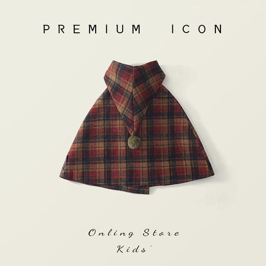 【法式英伦风❗️斗篷外套】女童夹棉加厚连帽呢大衣 2025冬季新款儿童韩版格子斗篷外套 商品图2