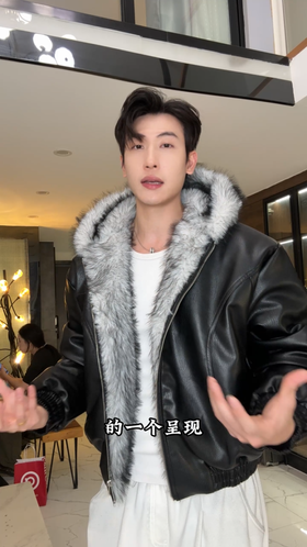 M0162SDSA男士秋冬新款痞帅男装显瘦复古毛领皮衣夹克外套百搭时尚简约