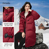 【12/17新品】熙世界圣诞红色羽绒服女中长款防风御寒连帽白鸭绒厚外套2025冬装 商品缩略图1