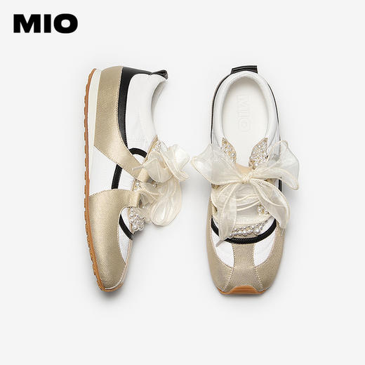 MIO米奥德训鞋2026春季新款运动芭蕾珍珠蝴蝶结纱带薄底休闲鞋女M261560804 商品图3