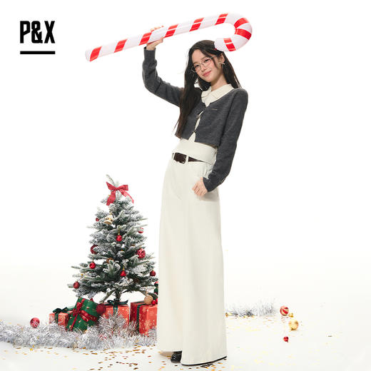 P&X设计师女装2026春季宽松时尚简约阔腿牛仔长裤 826110094 白色 商品图1