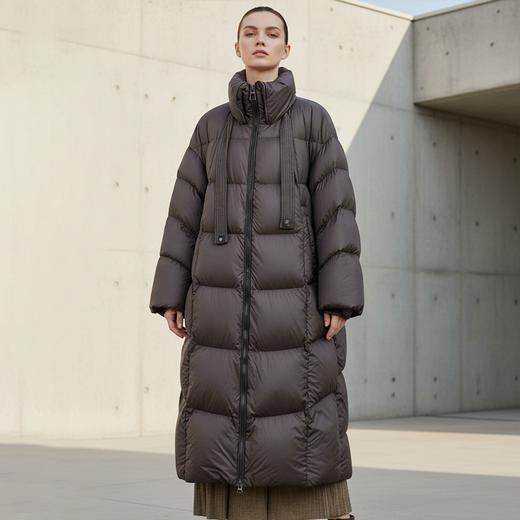 Famecoco范可儿休闲宽松立领长款防风羽绒服高充绒量FAD8AH109 商品图2