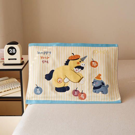 【品牌直发】加倍生活 全棉纯棉卡通儿童枕巾-马上有福  马年限定系列 年货节焕新 商品图4