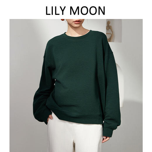 LILY MOON港风肌理感圆领宽松卫衣 商品图9