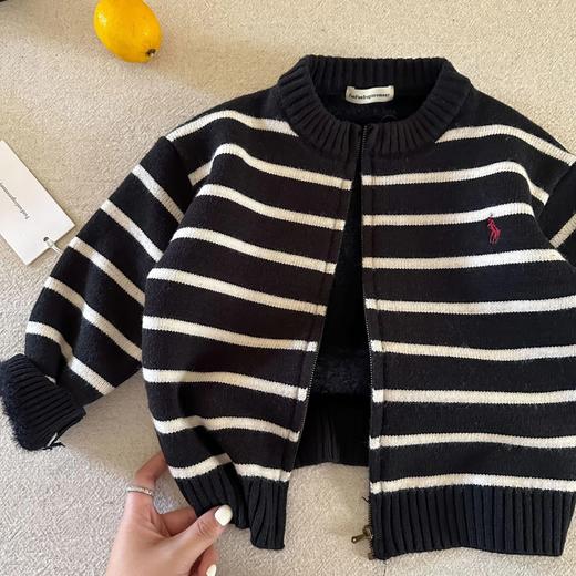 【洋气❗️加绒针织开衫】小布熊刺绣儿童加绒毛衣 2025冬男童潮牌针织开衫 宝宝小童加厚保暖外套 商品图2