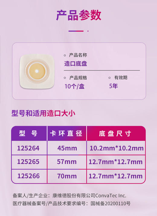 康维德舒洁两件式造口底盘 125264/125265/125266 商品图2