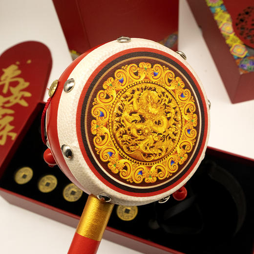 红包鼓鼓 拨浪鼓礼盒 内含仿古五帝钱一套、红包贺卡 商品图6