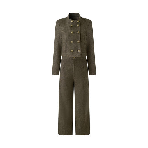 「高货wl」全新升级【铂金会员468/天猫629/差价161】(99511)洛诗琳2025秋冬气质人字纹羊毛呢外套高腰阔腿裤两件套女 商品图2