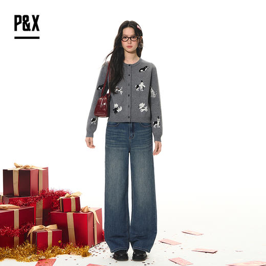 P&X设计师女装2026春季阔腿复古时尚牛仔长裤 826110088 蓝色 商品图3