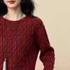 【12/17新品】熙世界安可拉红麻花厚圣诞针织毛衣女冬季套头宽松亮丝羊毛打底衫 商品缩略图4