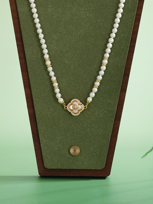 子佩集【许诺幸运】珍珠项链【XXXL001】4mm珠磁吸扣四叶草镀金2512 商品图2