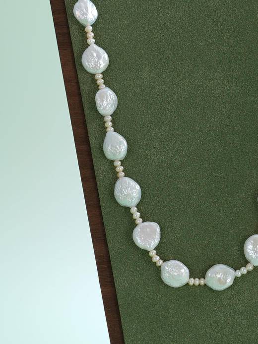 子佩集【绮梦浮光】银S925珍珠项链【SPN1080001】9*11mm扁珠巴洛克2512 商品图1