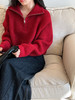 【韩系！高奢短款针织衫】半拉链纯色立领短款针织衫 上衣毛衣 女秋冬新款外套  洋气立领拉链毛衣 商品缩略图4
