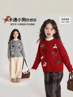 【洋气加厚针织毛衣】2025新款儿童加厚毛衣 拜年服 红色新年秋冬卡通女童针织开衫 外套潮