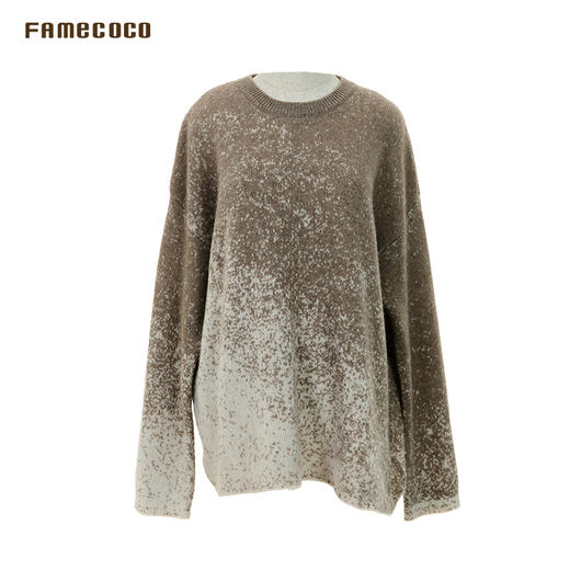 Famecoco范可儿时尚渐变套头毛衫高级山羊绒宽松打底衫FAD8DB124 商品图4