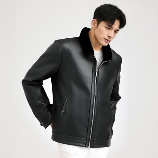 【门店同款&鸭绒】圣得西2025年冬季男士羽绒绵羊皮革真皮皮衣
 商品图3