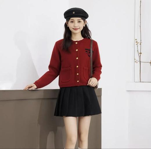 奢姿大码女装2025冬季时尚圆领针织开衫胖妹妹气质优雅休闲上衣9854654006 商品图0