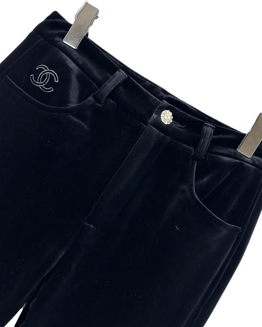 女款丝绒磨绒微喇长裤he025 商品图2