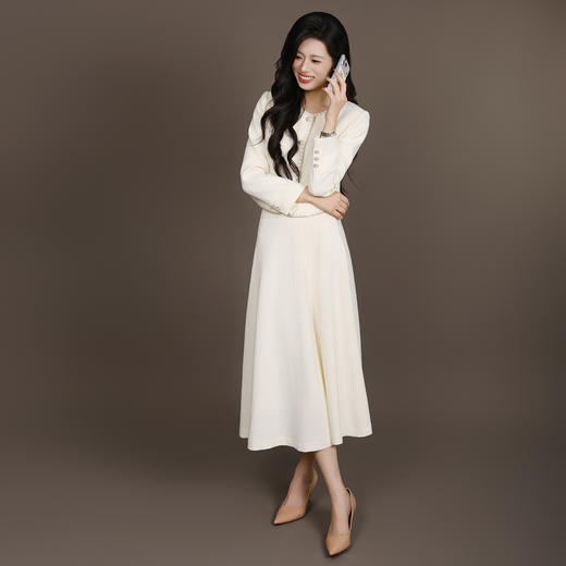 法小曼*子珍专区白色面试商务主持人西装套裙女小香风教师录课演讲职业套装 商品图2