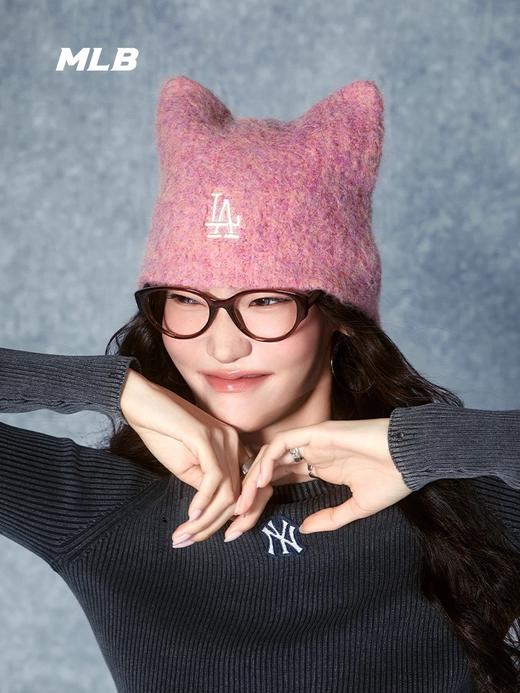 仙女猫耳帽，毛茸茸的很舒服。绵羊毛重工刺绣针织毛线帽C121766 商品图6