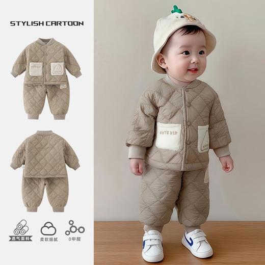 2025秋冬新款婴儿a类保暖衣服宝宝套装儿童夹棉加厚棉服男童冬季 商品图0