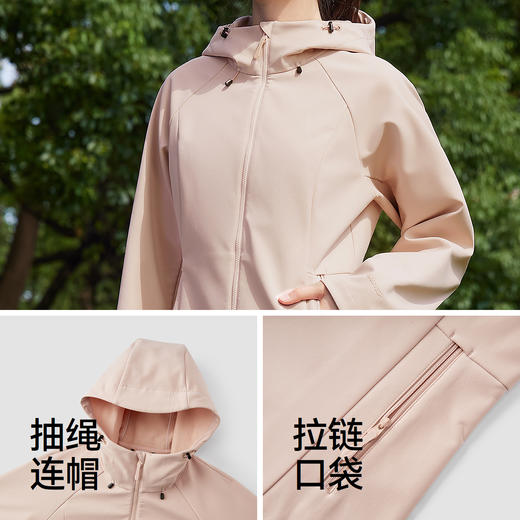 森马外套女春插肩袖防泼水摇粒绒软壳衣连帽分割显瘦简约户外夹克 商品图3