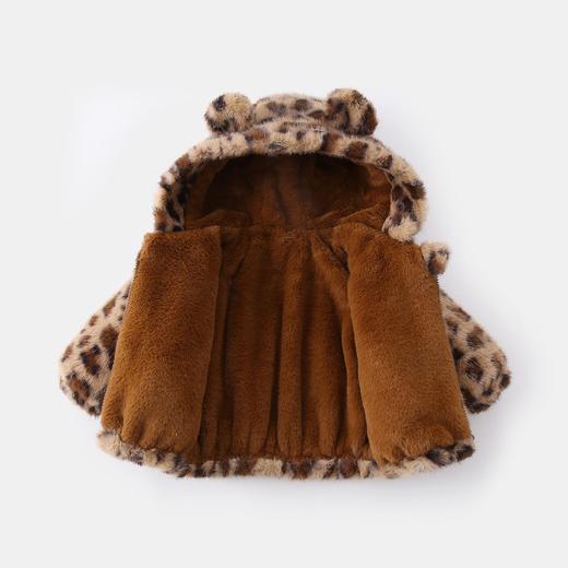 婴儿冬季新款豹纹外套女宝宝外穿韩版加绒加厚毛绒连帽儿童上衣 商品图2