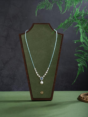 子佩集【月下独白】银S925珍珠项链【SPN0950009】7mm大珠月光石蓝水晶2512