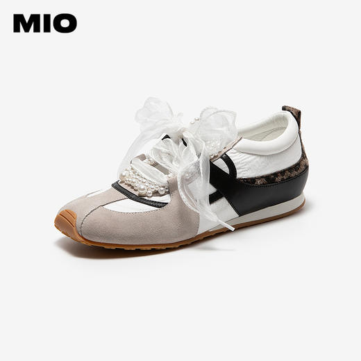 MIO米奥德训鞋2026春季新款运动芭蕾珍珠蝴蝶结纱带薄底休闲鞋女M261560804 商品图1