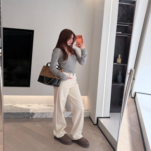 匹马棉科技发热直筒水洗牛仔裤 2927 东洋纺绸丽腈纶+莱卡纤维 骨感挺括，不易变形不易鼓包；内里细腻抓绒处理，亲肤柔软；高腰直筒裤型 商品图7