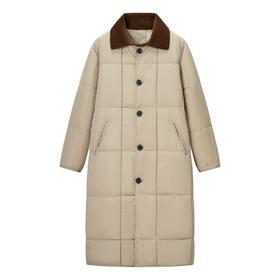 冬季长款加厚保暖卡其色棉服女小众设计款棉衣面包服外套
