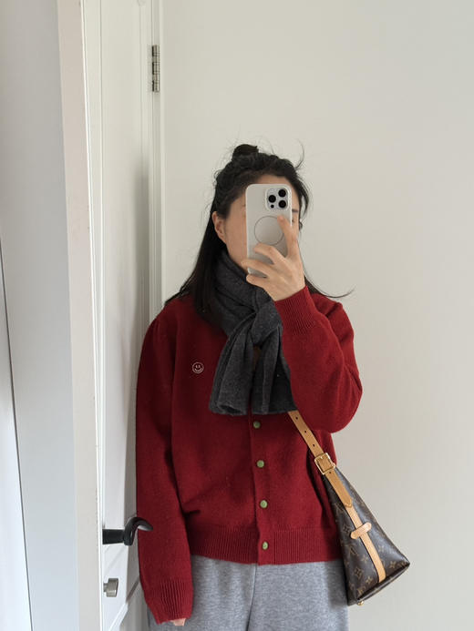 25冬--新年笑脸刺绣彩扣毛衣针织开衫【包邮+三天无理由退换】 商品图2