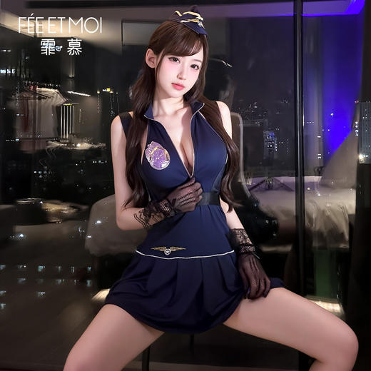 霏慕 夜巡教官拉链露胸透臀装ZY114 商品图3