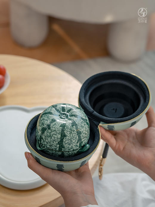 【预售7天】万仟堂旅行茶具女士一人饮快客杯户外露营便携式茶具旅行套装西瓜 瓷器商品不支持七天无理由 商品图1