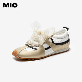 MIO米奥德训鞋2026春季新款运动芭蕾珍珠蝴蝶结纱带薄底休闲鞋女M261560804