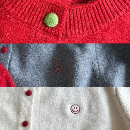 25冬--新年笑脸刺绣彩扣毛衣针织开衫【包邮+三天无理由退换】 商品图10