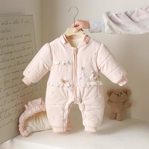 2025秋冬新款婴儿加绒加厚连体衣可爱女宝宝冬季保暖外出服爬服 商品图2