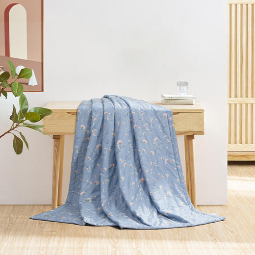 水星家纺 悠然卉语全棉夏被 180cm×220cm 蓝色 亲肤透气 柔软舒适 122975 商品图4