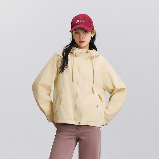 森马外套女春季连帽插肩袖宽松抽绳上衣简约时尚复古潮流潮酷夹克 商品图2