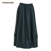 Famecoco范可儿文艺休闲拼接设计松紧腰半身裙宽松百搭FAD8HA106 商品缩略图3